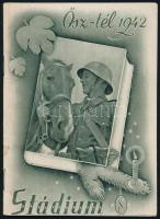 1942 A Stádium könyvkiadó 1942. őszi-téli kiadványainak képes ismertetője, elsősorban katonai könyvekkel, szép állapotban, 28p