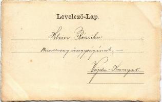 1900 Lady art postcard, children, dog and stork (EK)