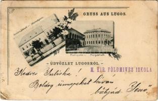1899 (Vorläufer) Lugos, Lugoj; posta épület, Fő tér, Deutsch Izidor üzlete / post office, main square, shop. Floral (EK)