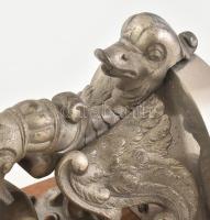 Főnixmadaras fali konzol, fémöntvény és fa, m: 18 cm