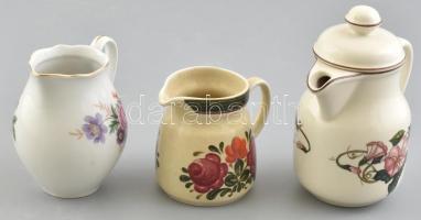 3 db különféle porcelán kiöntő (Villeroy & Boch, Winterling, Colbitz). Részben kézzel festett, jelzett, hibátlan/minimális kopással, m: 8-14 cm