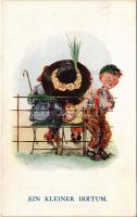Ein kleiner Irrtum / Children art postcard, humour. The Flapper Series 196. (EK)