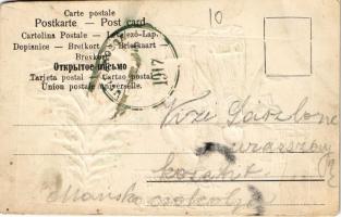 Boldog karácsonyi ünnepeket! / Christmas greeting art postcard, Saint Nicholas with Christmas tree, ...