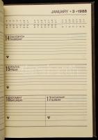 Orion Elektronikus Mérőkészülékek Gyára retró műbőr mappa, 31,5x22,5 cm + Elektro-Coop 1988-as naptá...