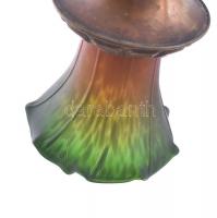 Szecessziós asztali lámpa, működik, kopásnyomokkal, m: 42 cm Kő talpazattal