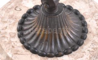 Szecessziós asztali lámpa, működik, kopásnyomokkal, m: 42 cm Kő talpazattal