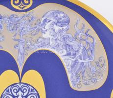 Hollóházi porcelán Szász Endre által tervezett dísz tál. Matricás, jelzett, sorszámozott. 7/20 Minim...
