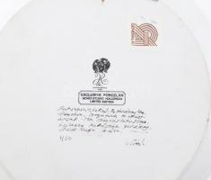 Hollóházi porcelán Szász Endre által tervezett dísz tál. Matricás, jelzett, sorszámozott. 7/20 Minim...