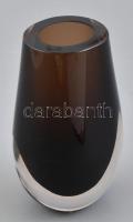 Muránói üveg váza, jelzett, kis kopásnyomokkal, m: 13 cm
