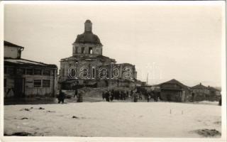 1942 Osztrogowszk, Osztrogozsszk, Ostrogozhsk; Második világháborús pusztítások télen Oroszországban / WWII military destructions in winter in Russia. photo