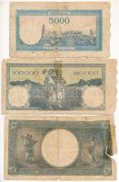 Románia 1945. 1000L + 1945. 5000L + 1946. 100.000L T:III-,IV
Romania 1945. 1000 Lei + 1945. 5000 Le...