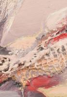 Paróczi Ágnes (1937-): Emlék. Olaj, textilrelief, farost, jelzett, hátoldalán Vizualart Alkotóközöss...