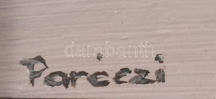 Paróczi Ágnes (1937-): Emlék. Olaj, textilrelief, farost, jelzett, hátoldalán Vizualart Alkotóközöss...