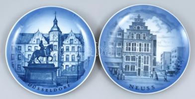 Royal Copenhagen 2 db porcelán dísztányér, máz alatti kék festéssel, jelzett, hibátlan, d: 18 cm