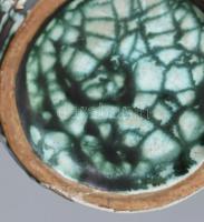 Gorka Iparművészeti Vállalat halas füles váza. Csurgatott mázas, jelzett, hibátlan 21 cm