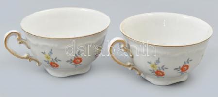 Zsolnay porcelán teás készlet 6 személyes, egy csészealj hiánnyal. Matricás, jelzett, kopásokkal