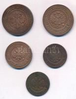 Orosz Birodalom 1894-1901. 1k Cu (2xklf) + 1916. 2k Cu + 1906-1915. 3k Cu (2xklf) T:2-,3
Russian Em...