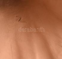 Bod Éva (1924-2004): Virágos lány, Festett terrakotta figura, jelzett, kis kopásnyomokkal m: 21 cm