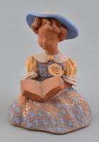 Bod Éva (1924-2004): Olvasó lány, Festett terrakotta figura, jelzett, kis kopásnyomokkal m: 14 cm