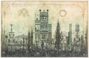 Gross Arnold (1929-2015): Emlékek kertje. Ofszet nyomat, papír, jelzett. Az 1973-ban megjelent Corvi...