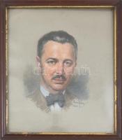 Sárosi Ödön (1885-1950): Haág Dezső portréja, 1945. Akvarell, papír. Jelzett. Üvegezett, kissé sérült fakeretben. 35x31 cm