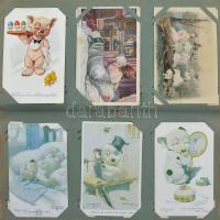 150 db RÉGI képeslap régi nagy albumban: Budapest és más városok, Velence sorozat, szerelmes páros s...