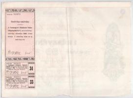 Szombathely 1926. "Vasmegyei Általános Takarékpénztár Részvénytársaság" részvénye 50P-ről ...