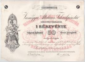 Szombathely 1926. "Vasmegyei Általános Takarékpénztár Részvénytársaság" részvénye 50P-ről ...