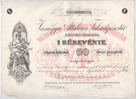 Szombathely 1926. "Vasmegyei Általános Takarékpénztár Részvénytársaság" részvénye 50P-ről ...
