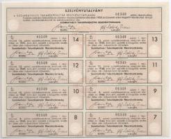Szombathely 1938. "Szombathelyi Takarékpénztár Részvénytársaság" részvénye 50P-ről, szelvé...