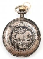 Armada watch niellós ezüst tokos zsebóra angyalos magyar címerrel hátoldalan ugrató lovat ábrázol. J...