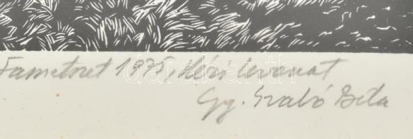 Gy. Szabó Béla (1905-1985): Fatörzsek, 1975. Fametszet, kézi levonat, papír, jelzett. Üvegezett fa k...