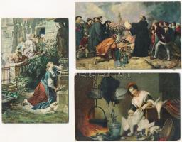 5 db RÉGI Stengel litho képeslap vegyes minőségben / 5 pre-1945 Stengel litho art motive postcards in mixed quality