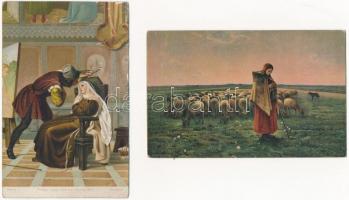 5 db RÉGI Stengel litho képeslap vegyes minőségben / 5 pre-1945 Stengel litho art motive postcards i...