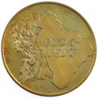 Kiss György (1943-2016) 1990. Nemzetközi Karikatúra Fesztivál Budapest 1990 kétoldalas aranyozott Br emlékérem (42,5mm) T:2 kopott aranyozás, patina