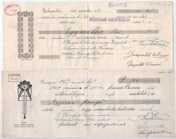 Budapest 1925-1929. 6db váltó kitöltve, okmánybélyegekkel, bélyegzésekkel T:III