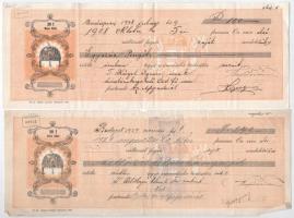 Budapest 1925-1929. 6db váltó kitöltve, okmánybélyegekkel, bélyegzésekkel T:III