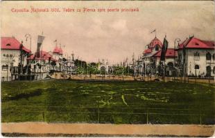 Bucharest, Bukarest, Bucuresti, Bucuresci; Expositia Nationala 1906. Vedere cu Plevna spre poarta principala / National Exposition (EK)