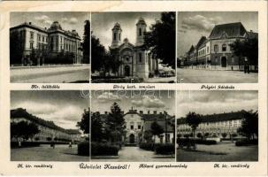 Kassa, Kosice; Kir. Ítélőtábla, Görögkatolikus templom, Polgári fiúiskola, M. kir. rendőrség, Állami gyermekmenhely / court, church, boys' school, police station, orphanage (fl)