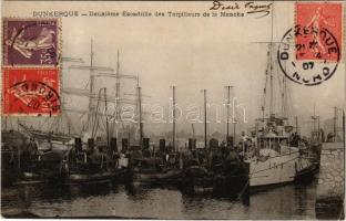 1907 Dunkerque, Deuxieme Escadrille des Torpilleurs de la Manche / French Navy, Second Squadron of the Channel Torpedo Boats. TCV card (lyuk / pinhole)