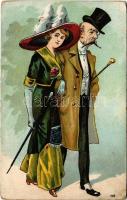 Lady art postcard, married couple (kopott sarkak / worn corners)