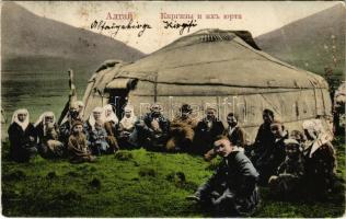 1909 Altai, Altay; Kyrgyz folklore, family with yurt (fa)