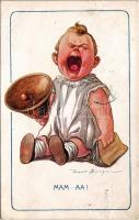 1912 Mam-aa! / Children art postcard, crying child with bell. G.S.B. No. 667. s: Fred Spurgin (EK)