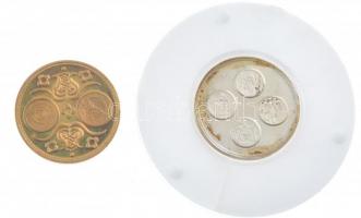 1977. "Naptárérem" fém emlékérem tokban (24mm) + 1980. "Naptárérem" aranyozott B...