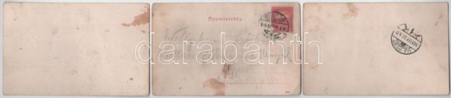 1905 Brassó, Kronstadt, Brasov; Három részes szétszakadt panorámalap / 3-tiled folding panoramacard ...