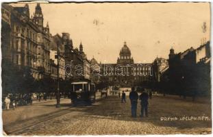 1920 Praha, Prag; Václav nám. / square, tram, The Mutual (Rb)