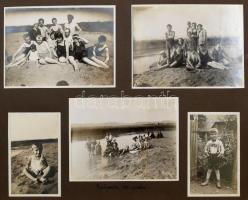 cca 1925 Ipolyvece, Budapest, Balatonszárszó egy család fotóalbuma feliratozott képekkel., kb 100 érdekes fényképpel