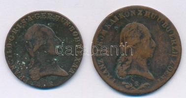 1800S 3kr Cu I. Ferenc + 1800S 6kr Cu I. Ferenc T:2-