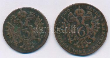1800S 3kr Cu "I. Ferenc" + 1800S 6kr Cu "I. Ferenc" T:2-