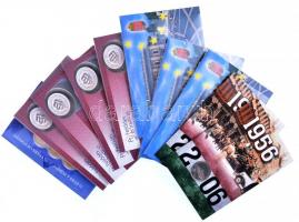 2006. 50Ft Cu-Ni "1956-os forradalom" emléklapon (2x) + 2007. 50Ft "Római Szerződés" elsőnapi veret sorszámozott emléklapon (3x) + 2016. 50Ft Cu-Ni "70 éves a forint" első napi veret sorszámozott emléklapon (4x) + 2021. 5Ft Cu-Ni-Zn "75 éves a Forint" első napi veret T:1